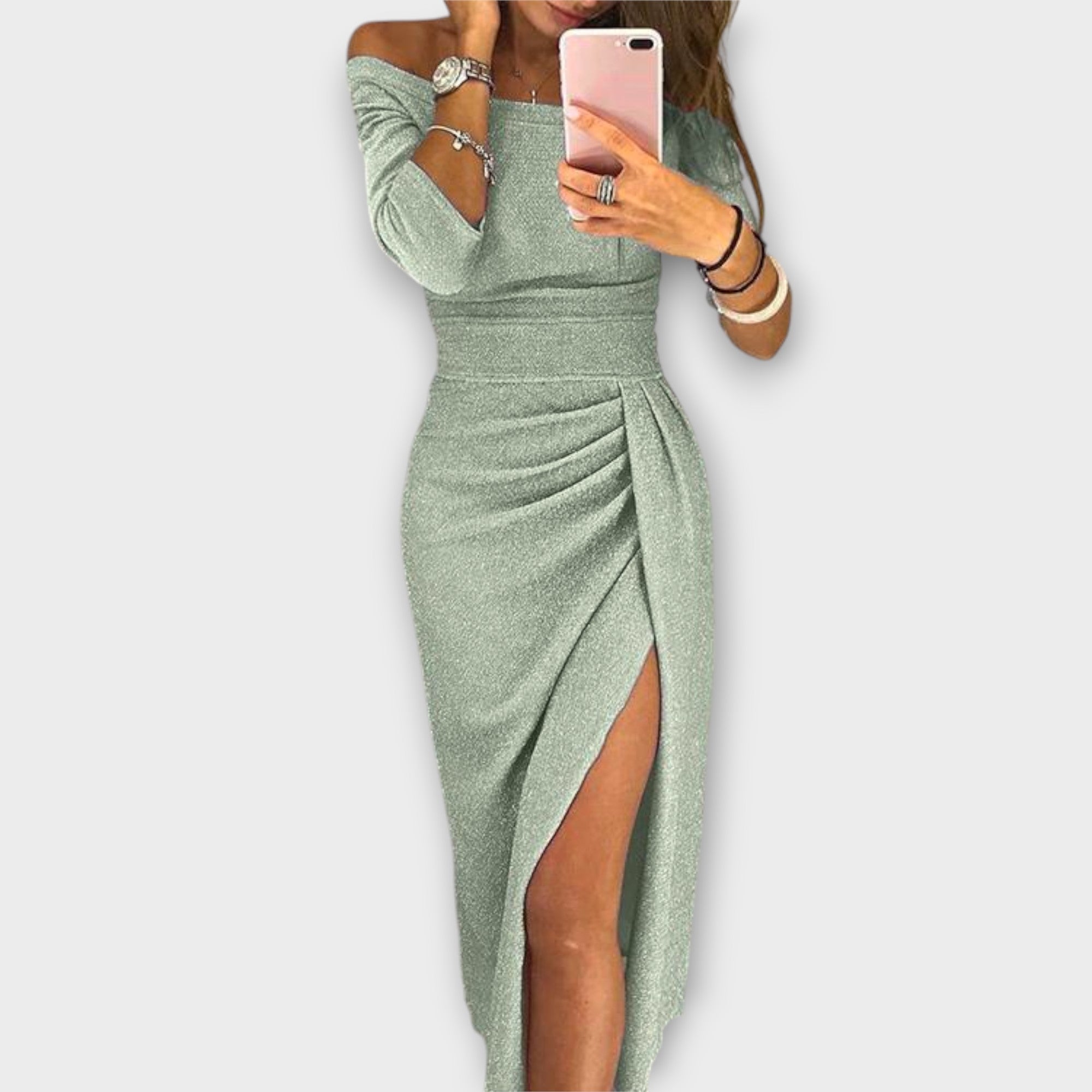 Azja – Rochie Elegantă de Damă Off-Shoulder Croi Ajustat Evenimente