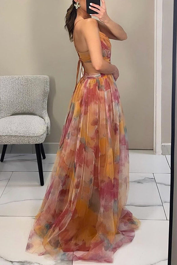 Liora – Rochie de Damă Maxi Elegantă cu Imprimeu Acquerel
