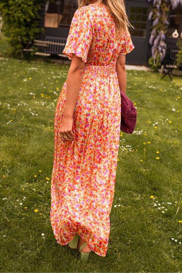 Pauline - Rochie lungă cu motiv floral