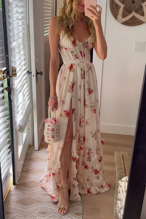 Yuna - Rochie lungă cu model floral