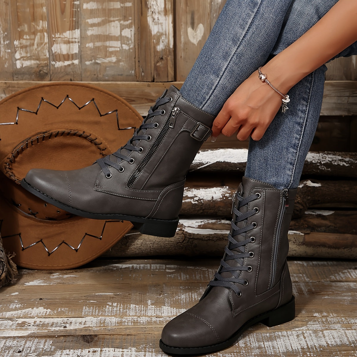 Karina – Botine de Damă din Piele cu Fermoar Lateral Confortabile