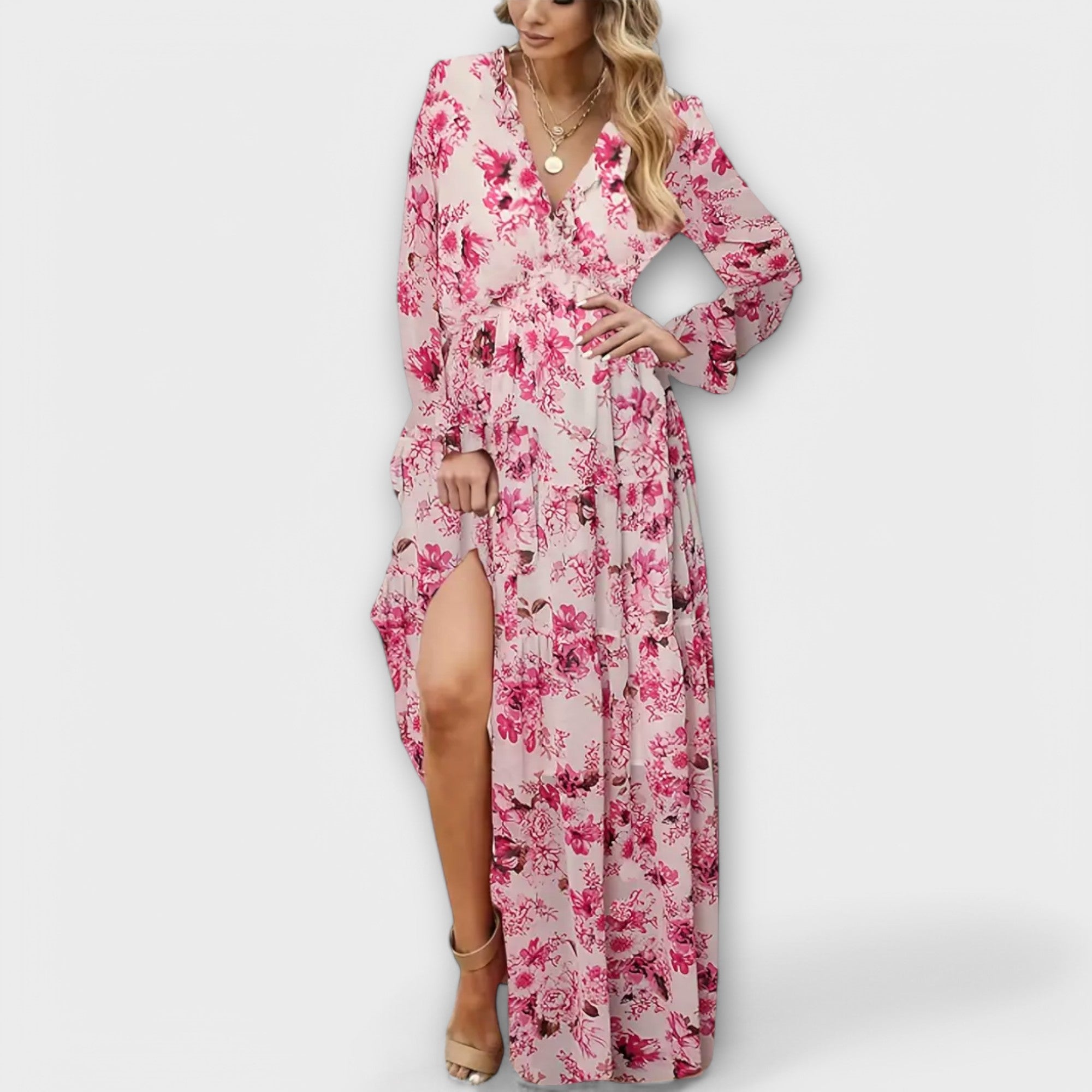 Helena – Rochie de Damă Lungă Elegantă din Material Ușor