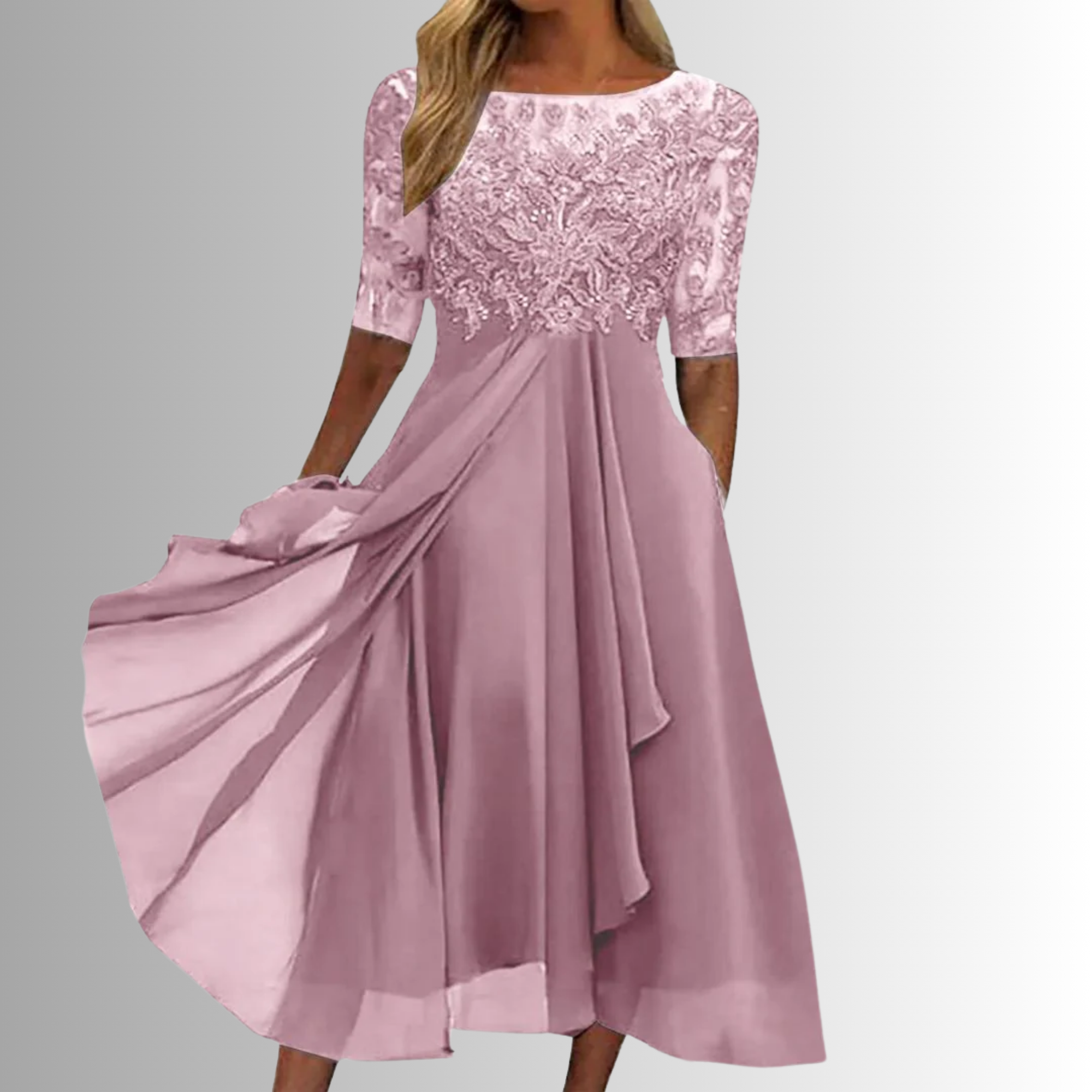 Rhiana – Rochie Midi Elegantă de Damă din Dantelă