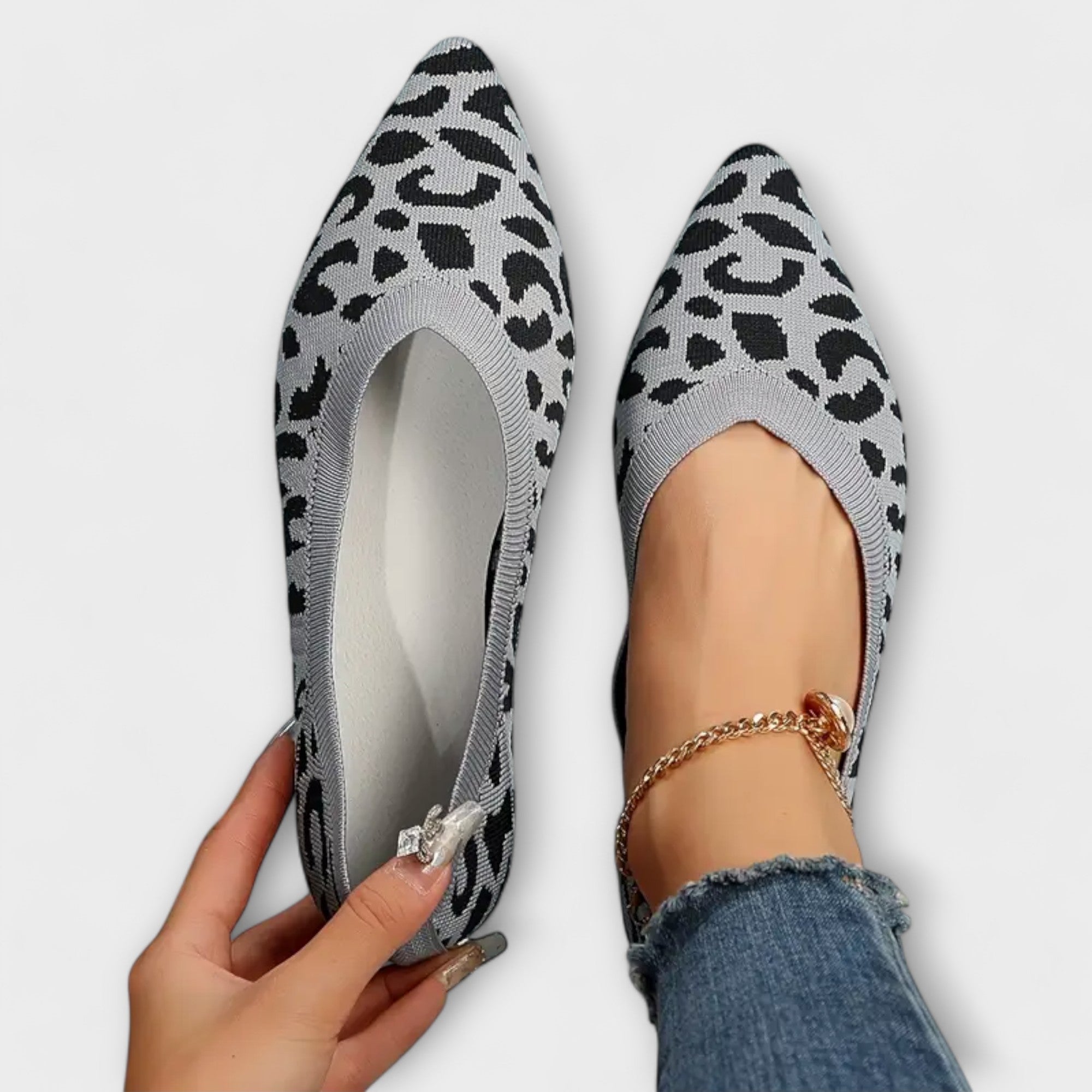 Ana – Balerini de Damă cu Vârf Ascuțit și Model Leopard
