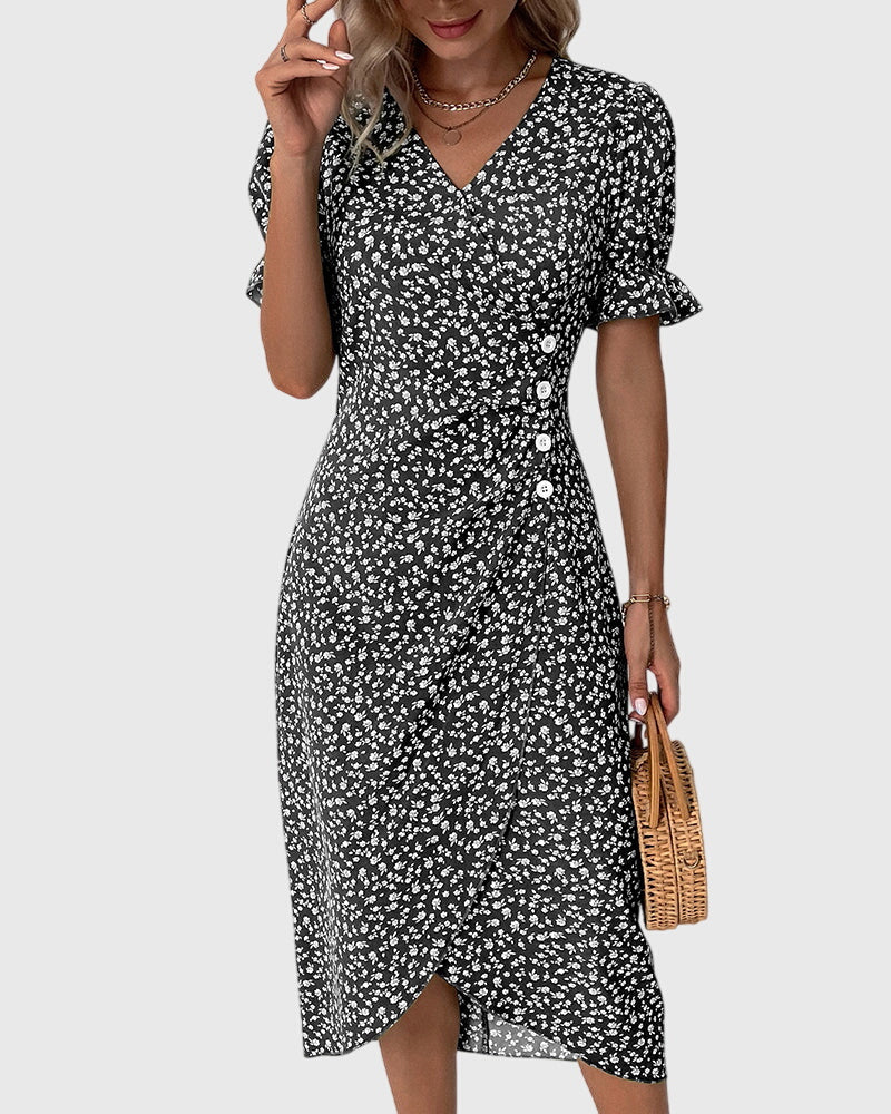Barbara – Rochie V-Neck Damă Floral Elegant