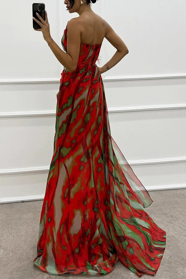 Mavis – Rochie de Damă Maxi Elegantă cu Imprimeu Vibrant