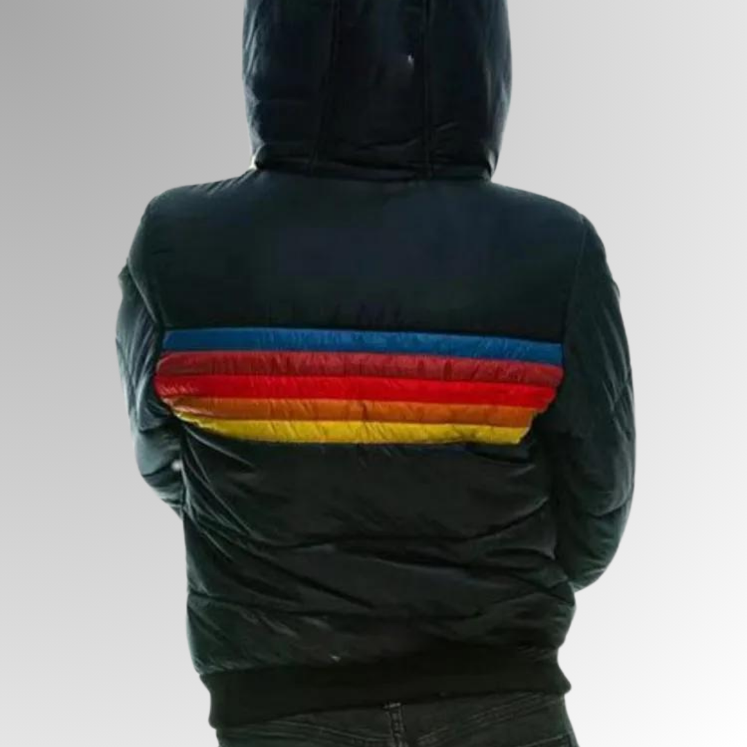 Puck – Geacă Puffer de Damă Impermeabilă cu Dungi Retro