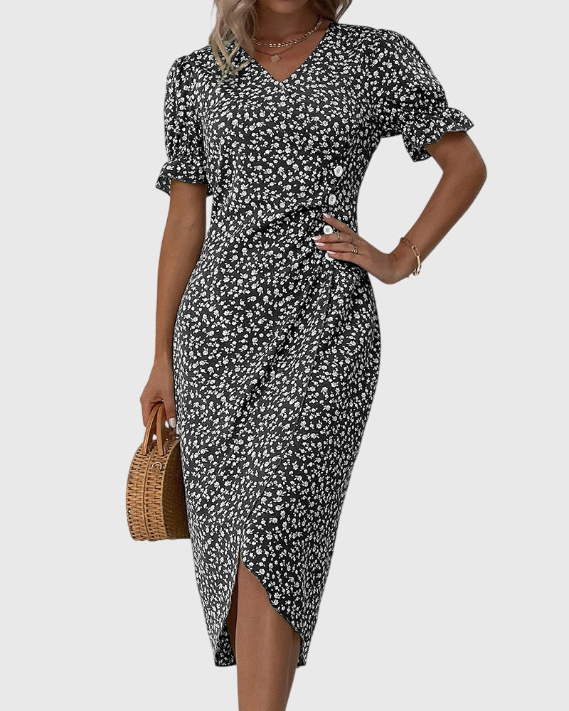 Barbara – Rochie V-Neck Damă Floral Elegant