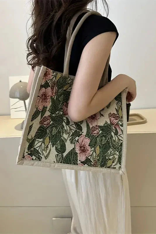 Geantă Jute Taila cu Imprimare Florală și Design Eco-Friendly