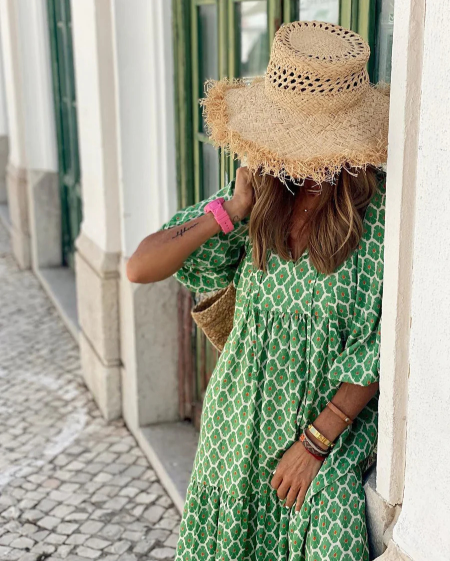 Elin – Rochie de Damă Maxi Boho din Bumbac Elegantă