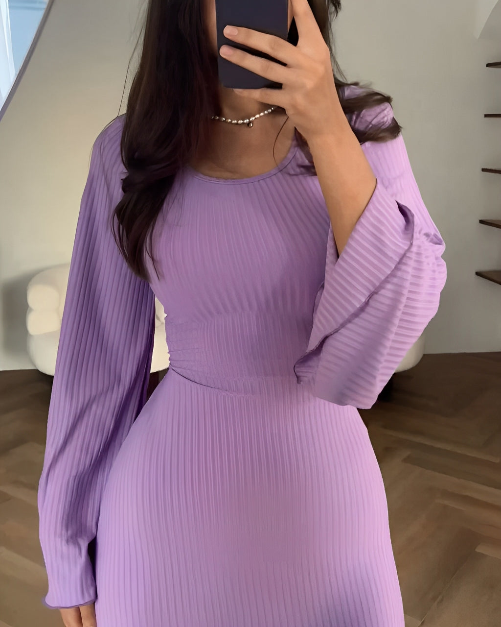 Nora™ | Rochie maxi din jacard cu mâneci