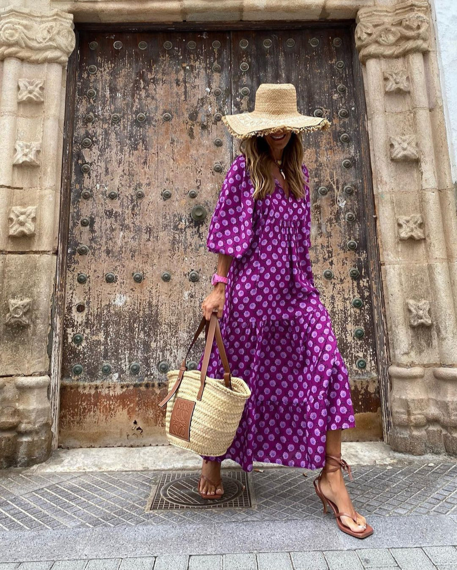 Elin – Rochie de Damă Maxi Boho din Bumbac Elegantă