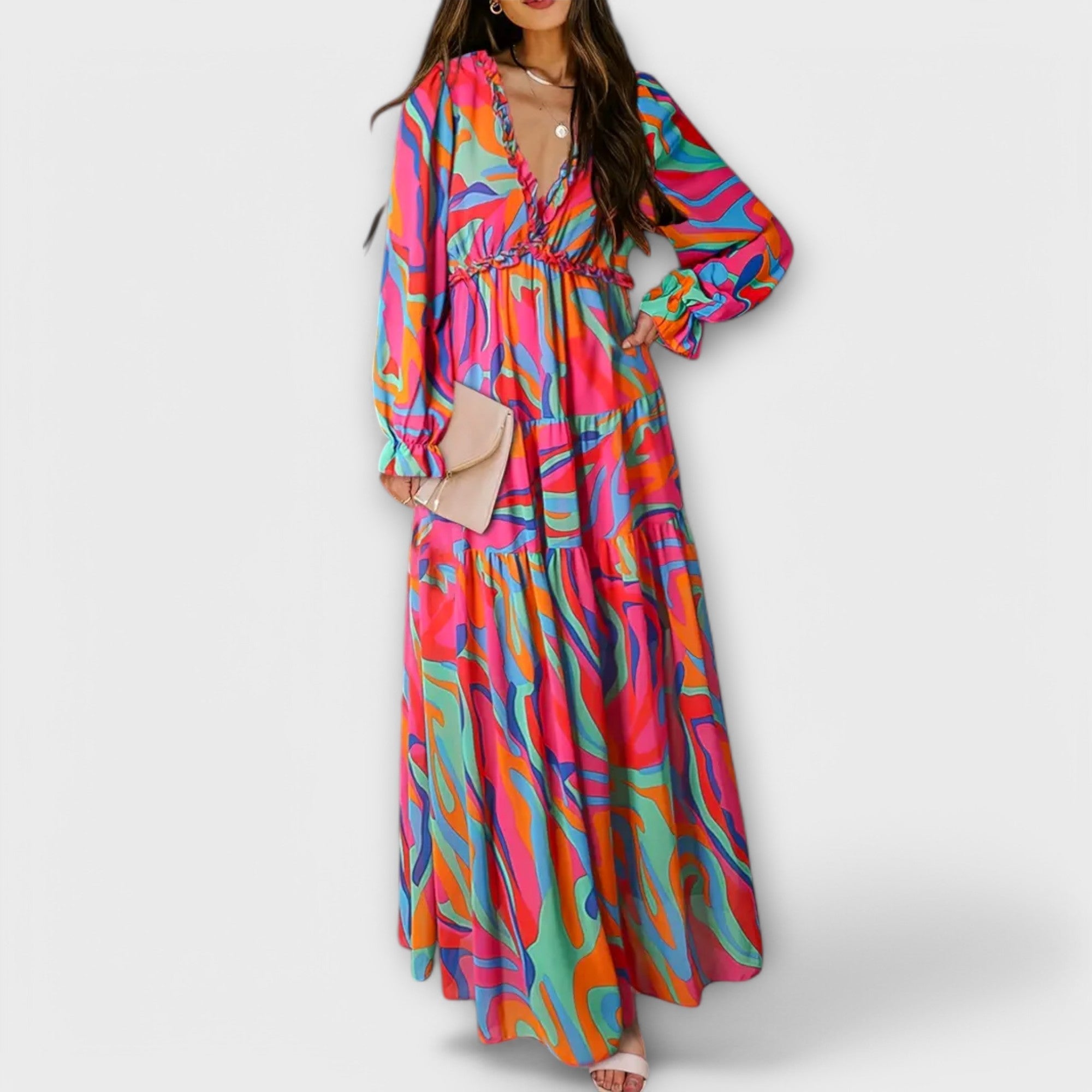 Helena – Rochie de Damă Lungă Elegantă din Material Ușor