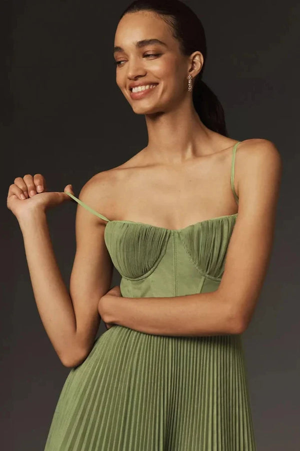 Beatriz – Rochie Damă Midi Plisată și Croi Ajustat Elegant