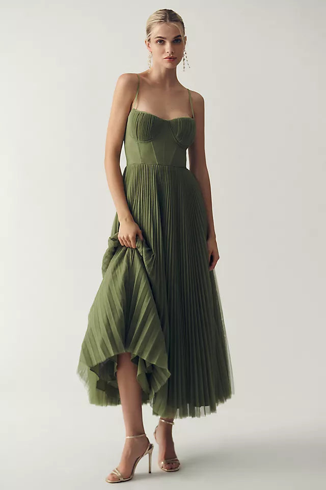 Elara – Rochie Damă Tul cu Corset Plisat Elegantă de Ocazie