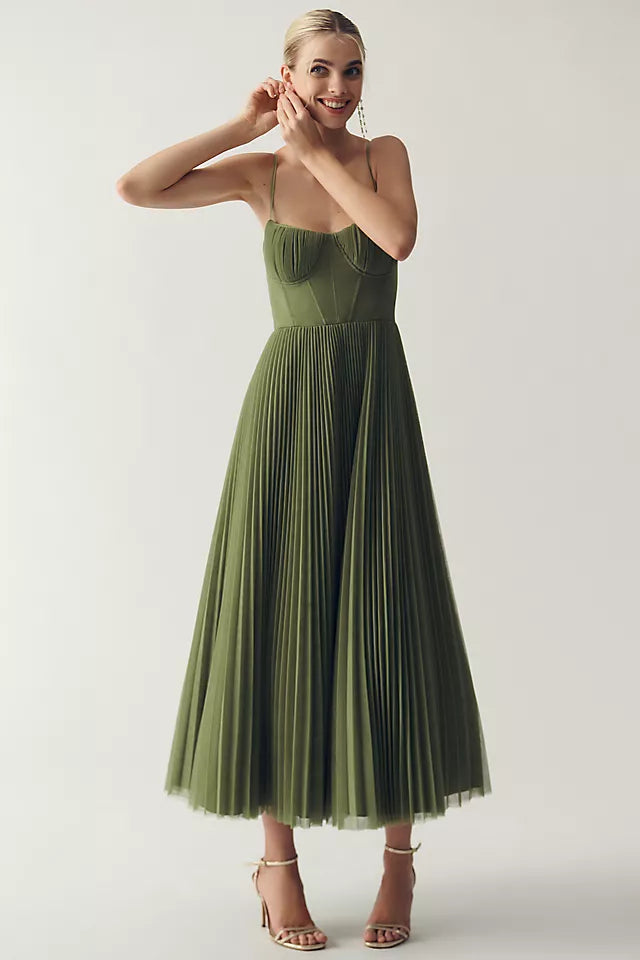 Elara – Rochie Damă Tul cu Corset Plisat Elegantă de Ocazie