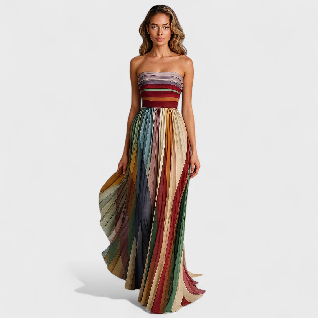 Renata | Rochie Maxi Colorată Fără Mâneci