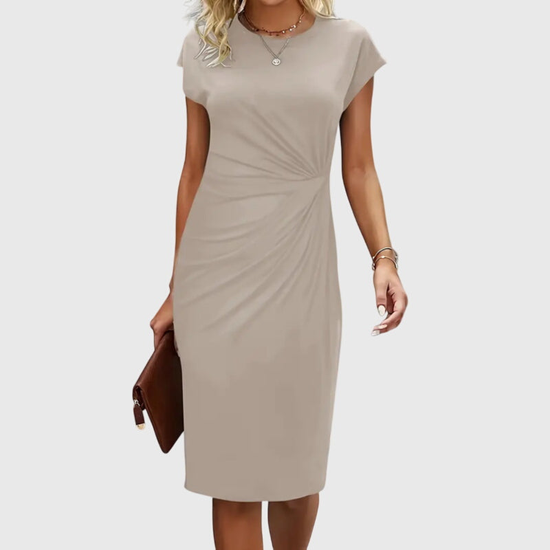 Anouk - Rochie midi formală cu mânecă scurtă pentru femei