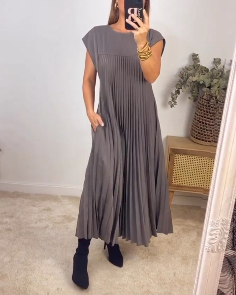 Amada – Rochie de Damă Elegantă Fără Mâneci cu Plisaje