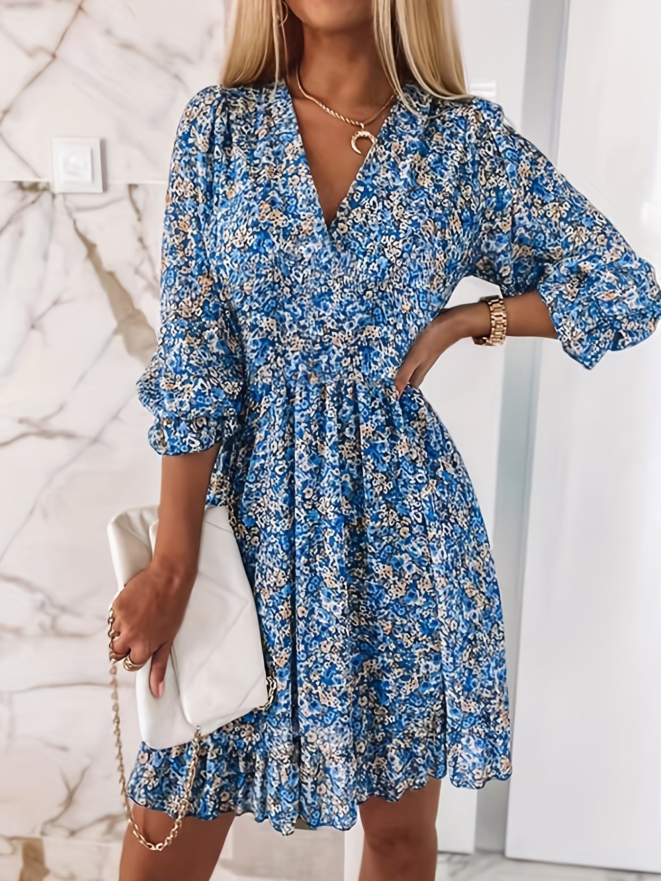 Alina – Rochie de Damă cu Volane la Mâneci Elegantă și Feminina