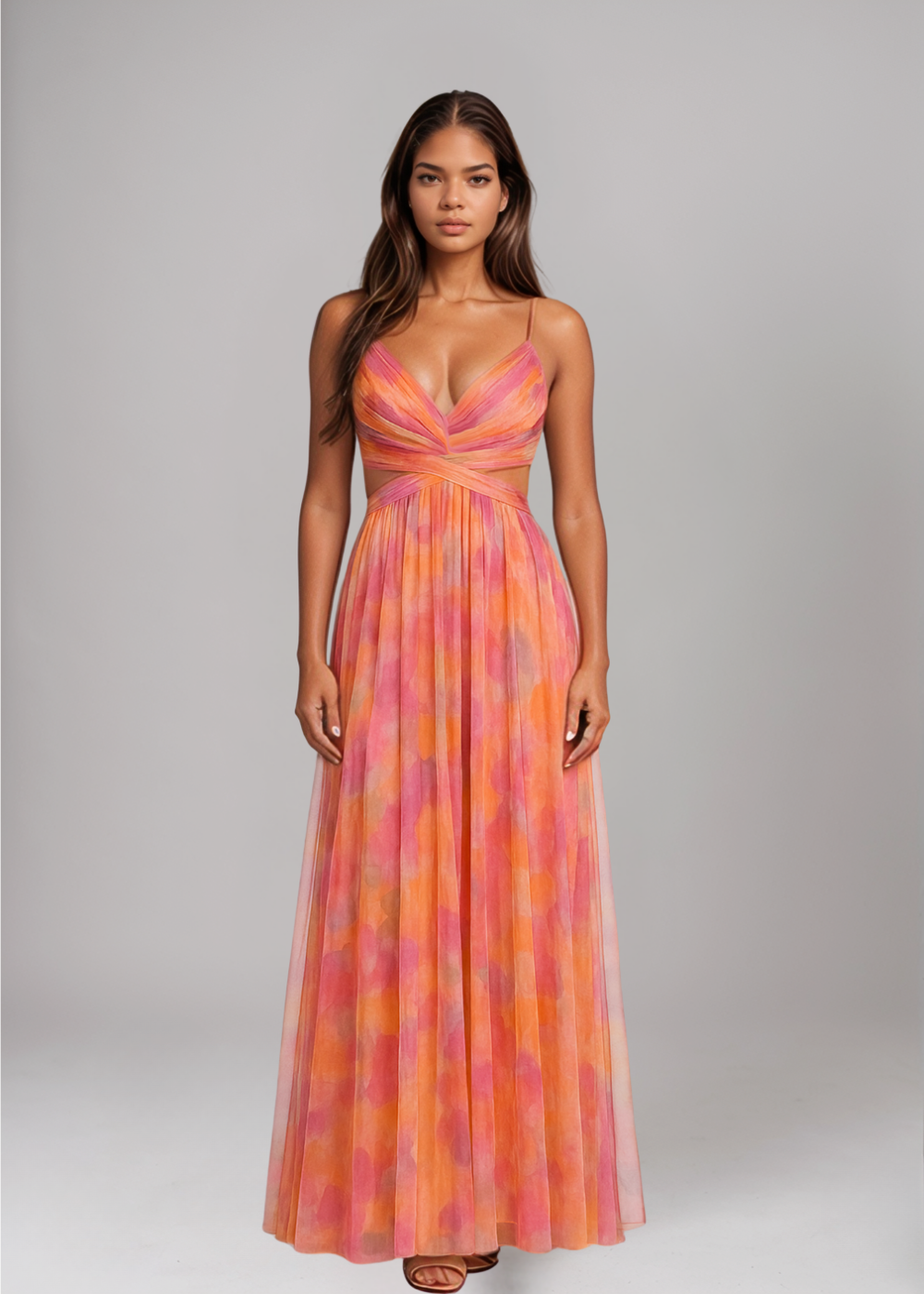 Liora – Rochie de Damă Maxi Elegantă cu Imprimeu Acquerel