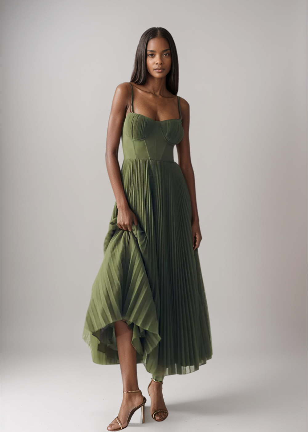 Elara – Rochie Damă Tul cu Corset Plisat Elegantă de Ocazie