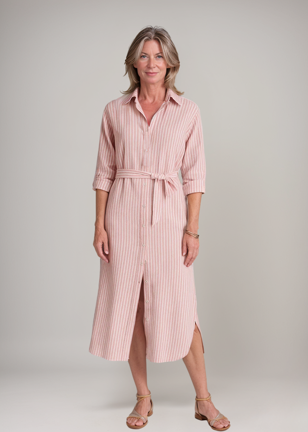 Della™ | Rochie tip cămașă cu dungi