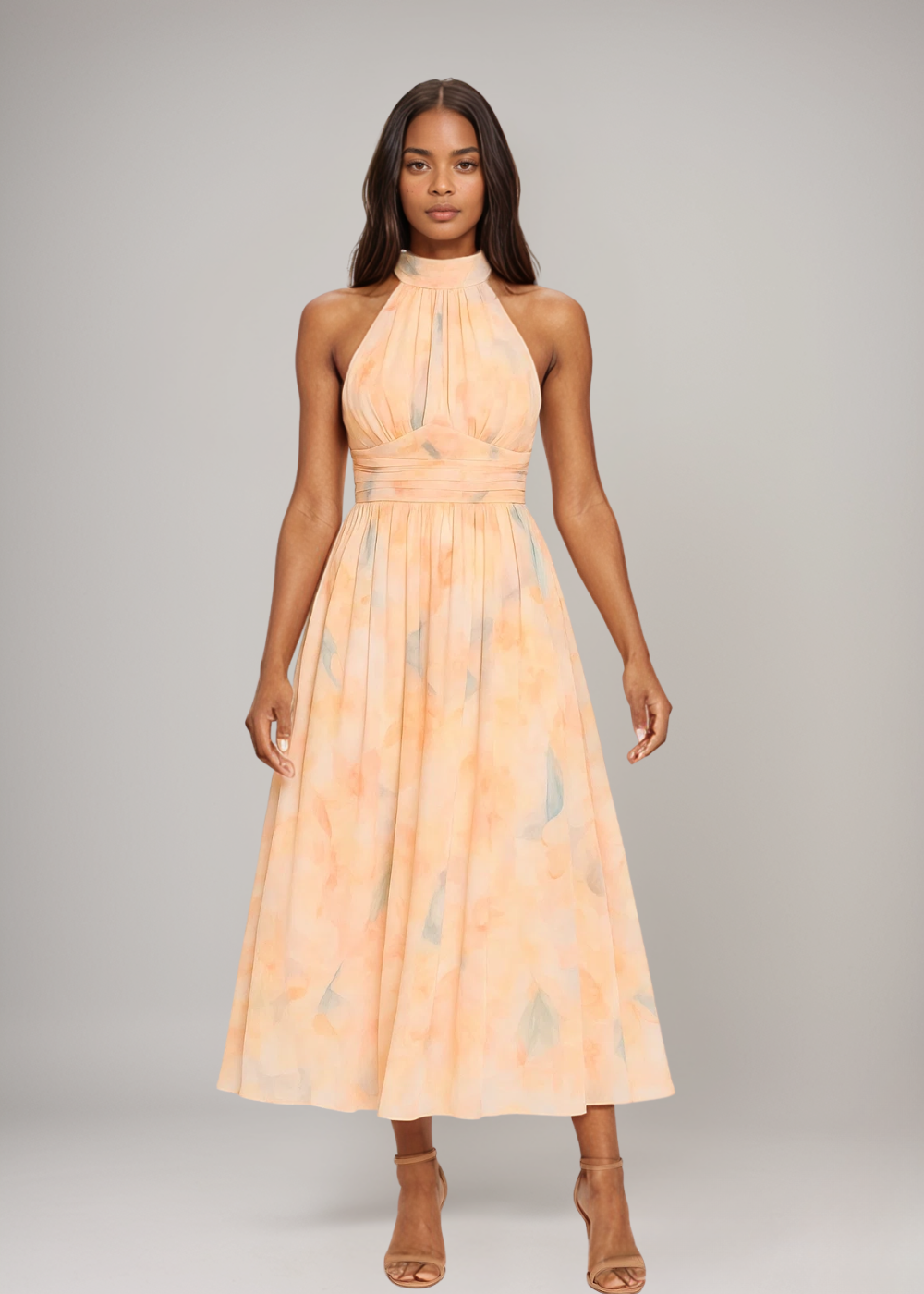 Joli™ | Rochie Maxi cu Decolteu și Design Acquerel