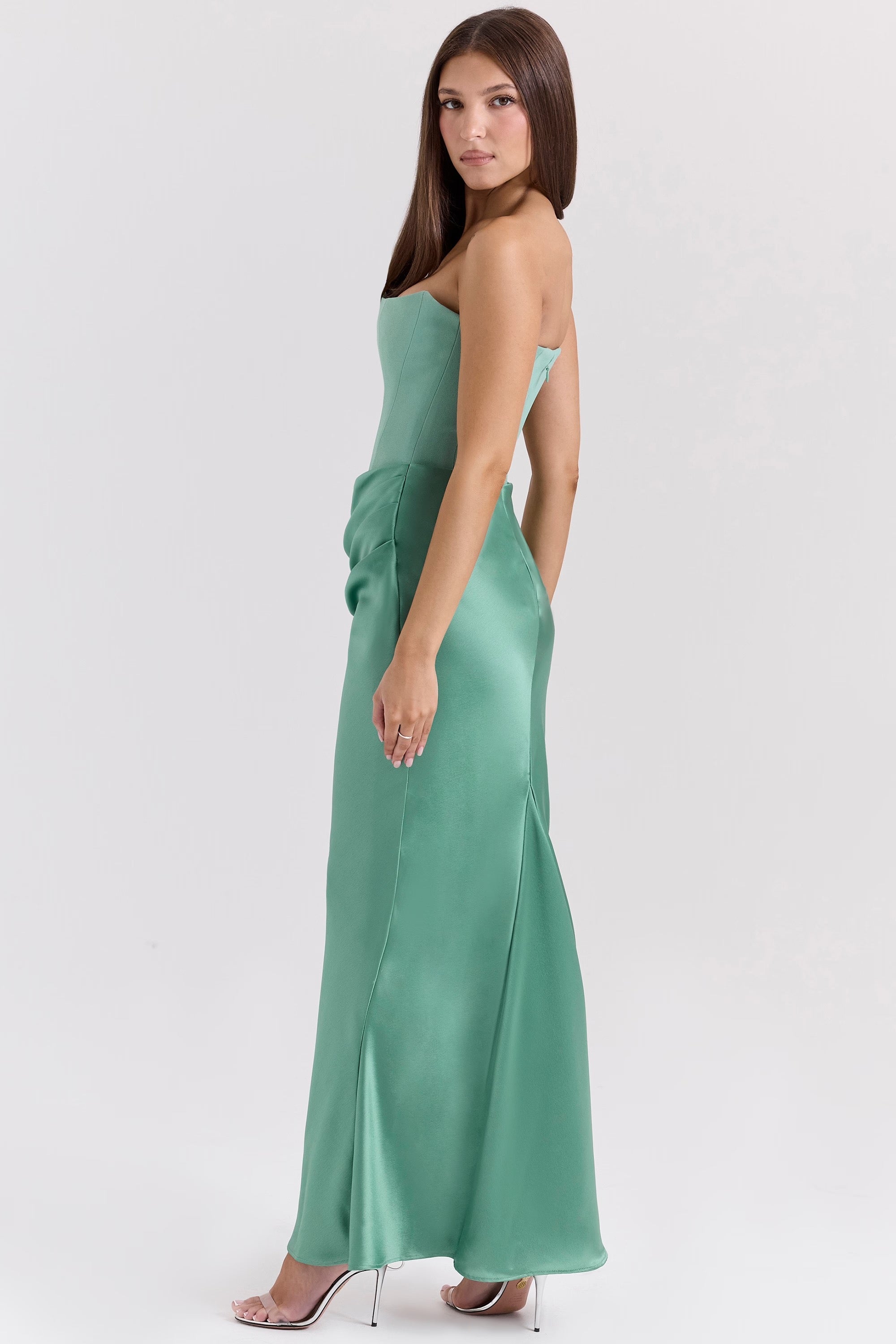 Madison – Rochie Satinată de Damă cu Siluetă Clepsidră Elegantă