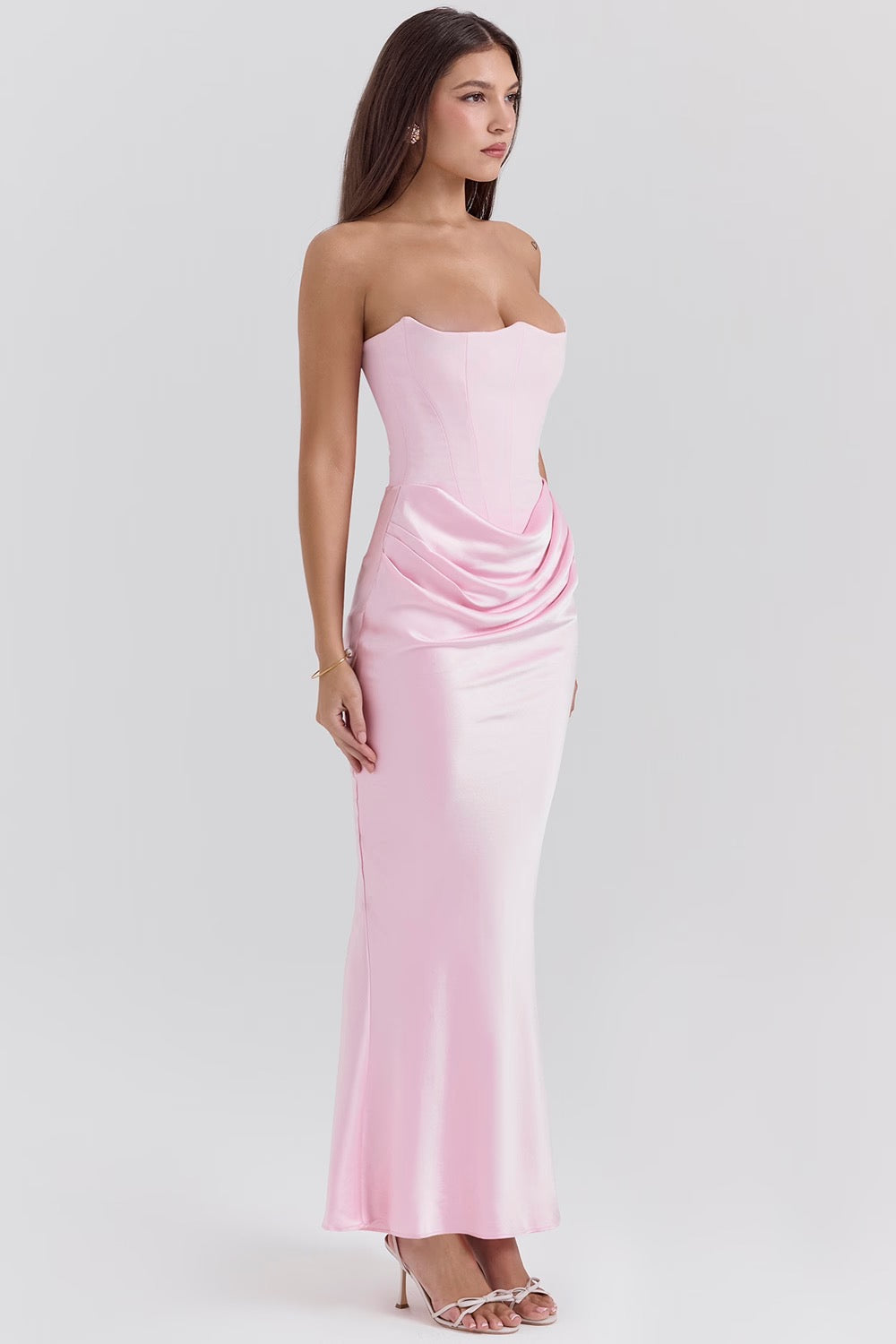 Madison – Rochie Satinată de Damă cu Siluetă Clepsidră Elegantă