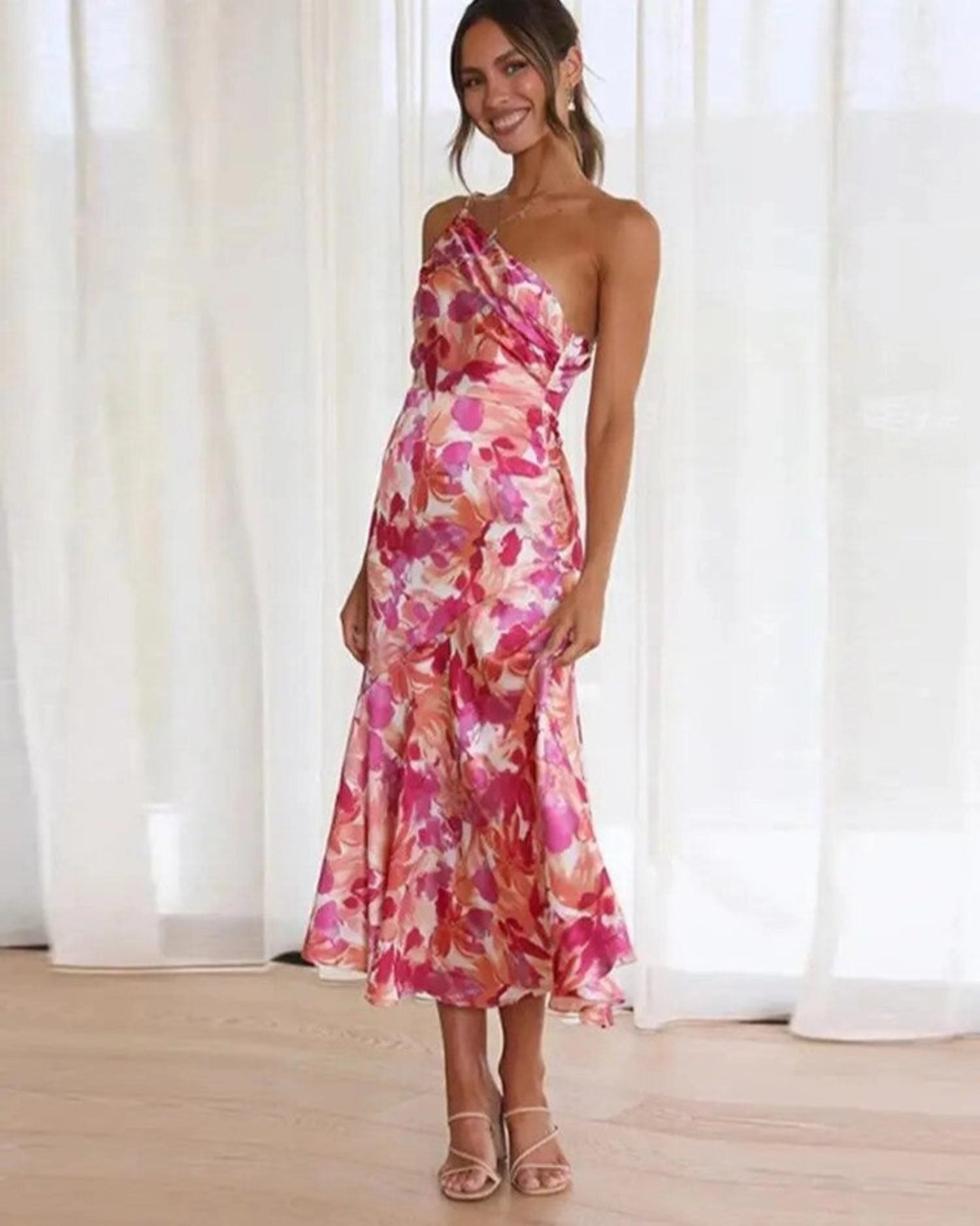 Viktoria™ | Rochie maxi asimetrică cu model floral