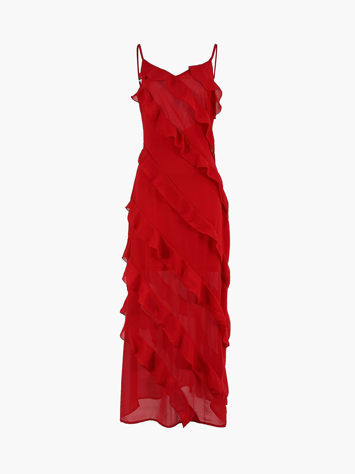 Sira – Rochie Elegantă cu Volane din Chiffon, Feminină, Pentru Ocazii Speciale