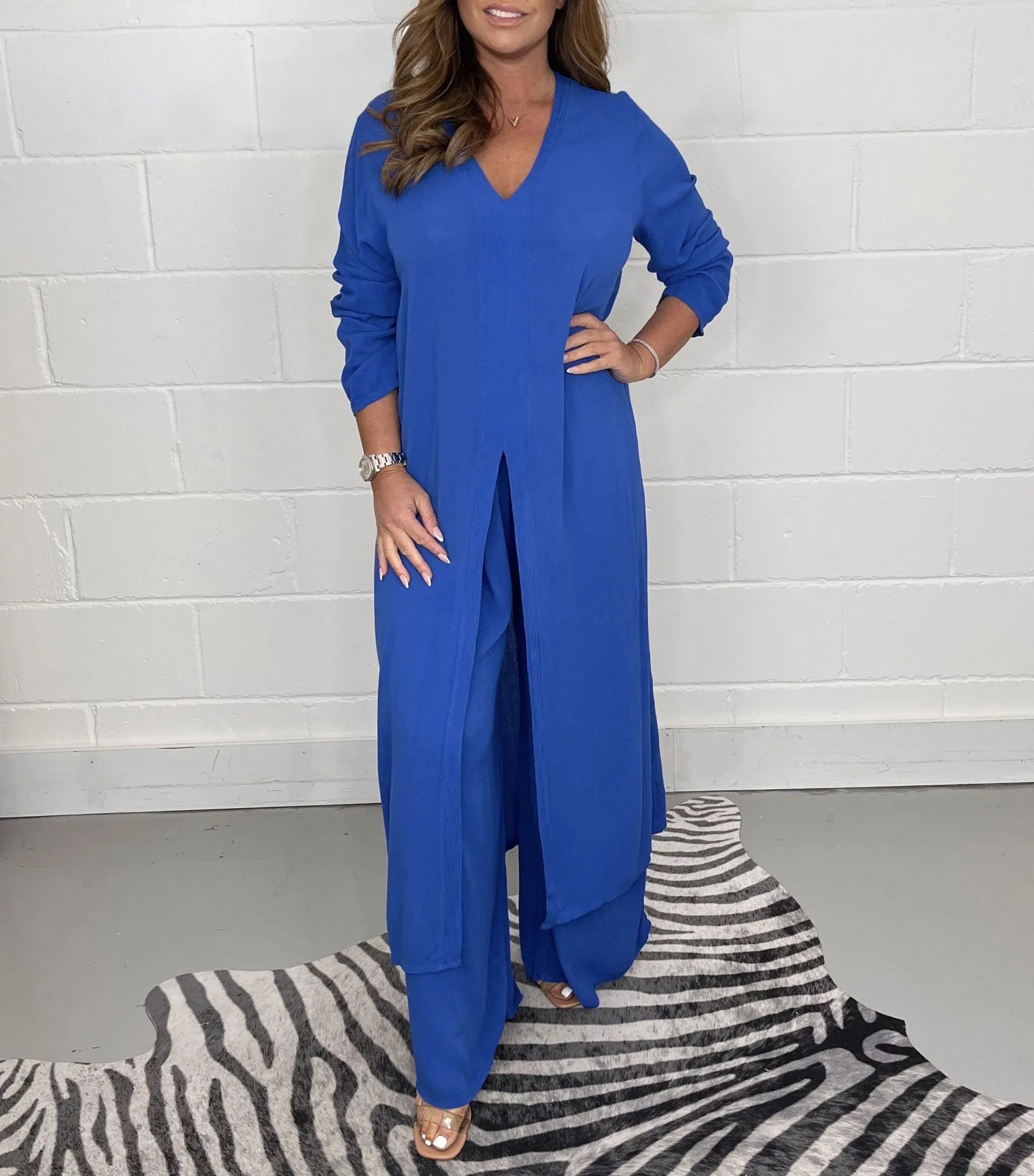 Johanna – Set Damă Elegant Fluid în Două Piese cu Top și Pantaloni Largi