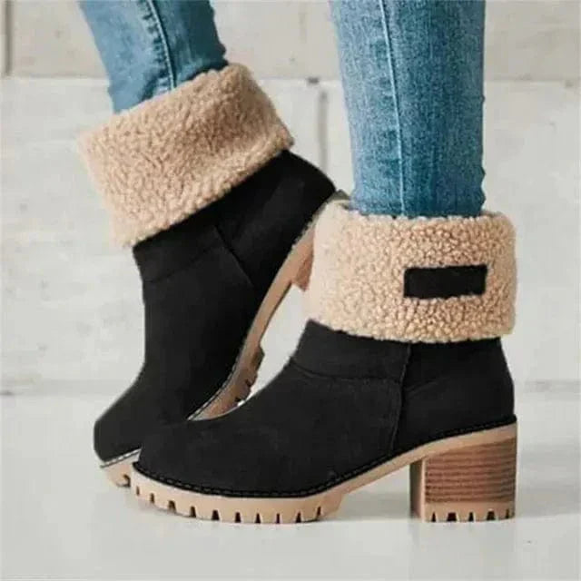 Ardia – Botine de Damă Elegante cu Fleece Călduros și Toc Bloc