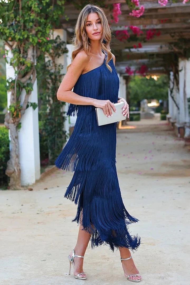 Dalia – Rochie de Damă Elegantă cu Franjuri și Stil Modern