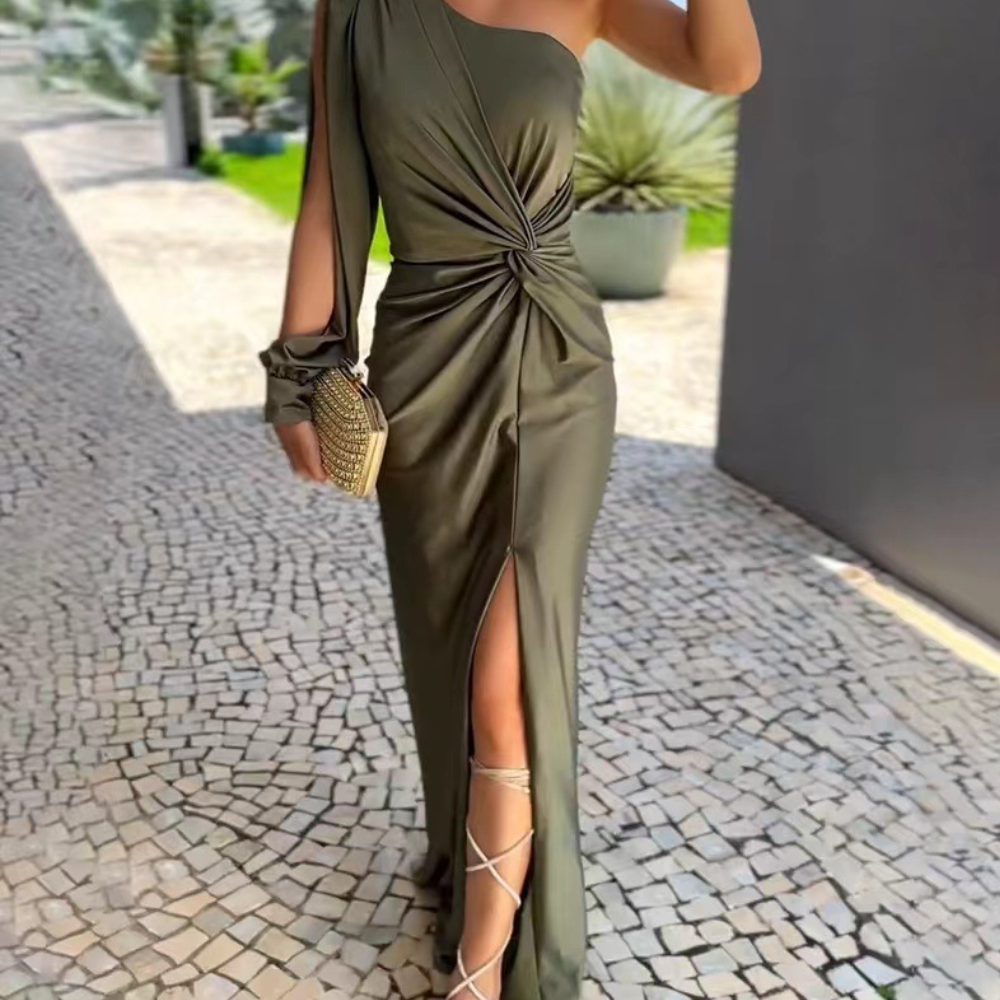 Alisa – Rochie de Damă Elegantă Lungă cu Umăr Asimetric