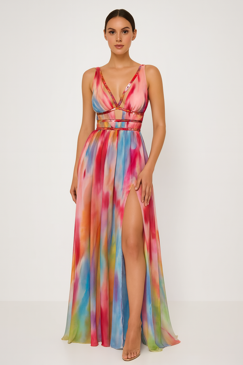 Freya – Rochie Maxi de Damă Elegantă cu Imprimeu Pictat
