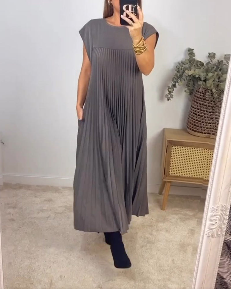 Amada – Rochie de Damă Elegantă Fără Mâneci cu Plisaje