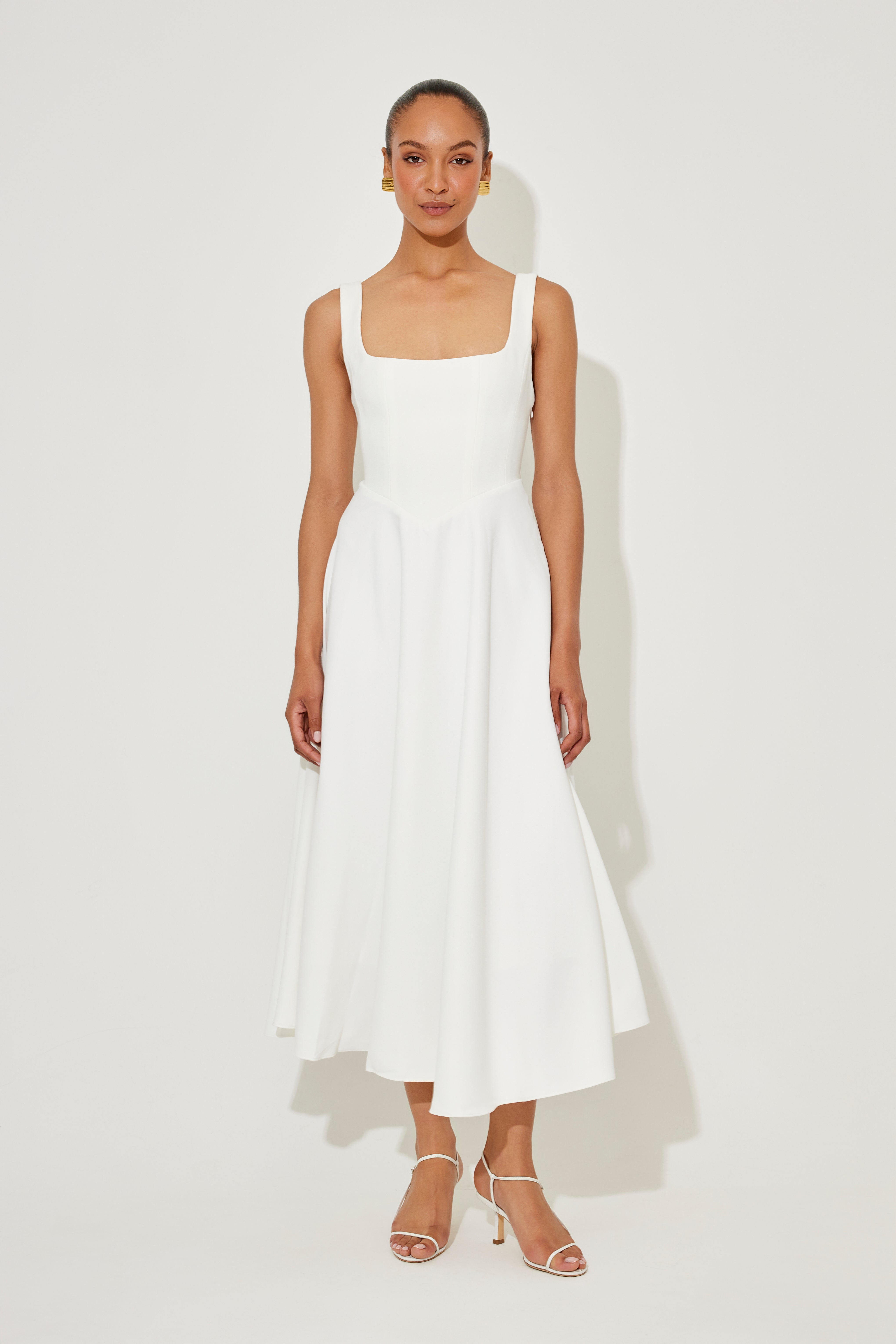 Amelia – Rochie Midi Fluidă de Damă Elegantă