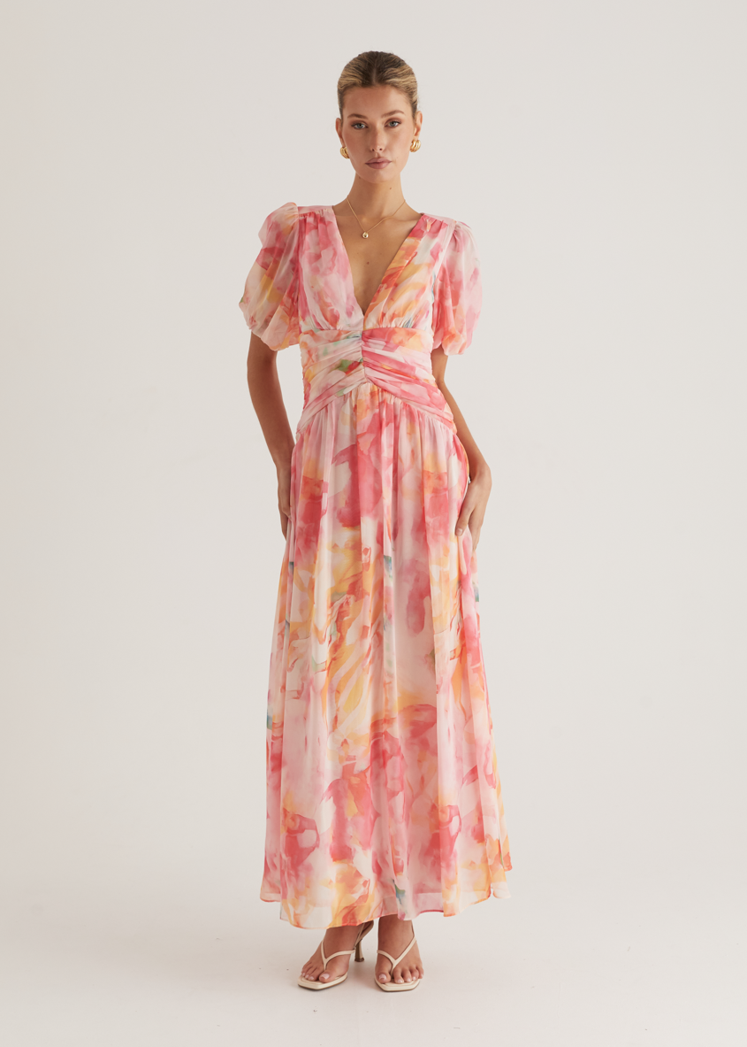 Isla – Rochie Maxi de Damă Romantică din Chiffon Ușor