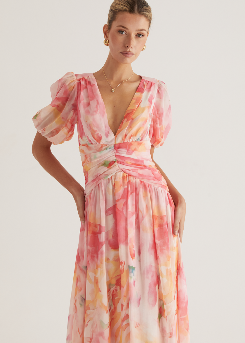 Isla – Rochie Maxi de Damă Romantică din Chiffon Ușor
