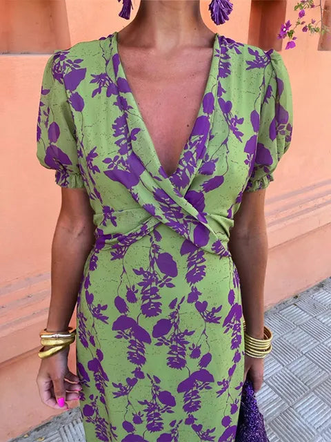Antonia – Rochie Boho de Damă cu Mâneci Bufante și Croi Ajustat