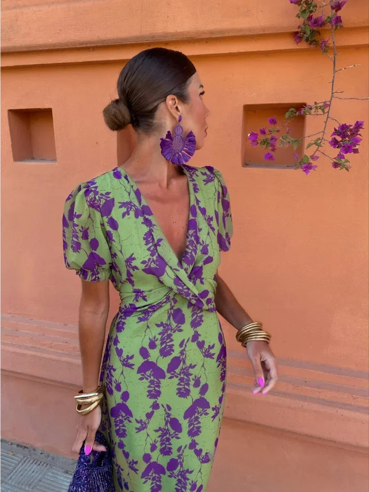 Antonia – Rochie Boho de Damă cu Mâneci Bufante și Croi Ajustat