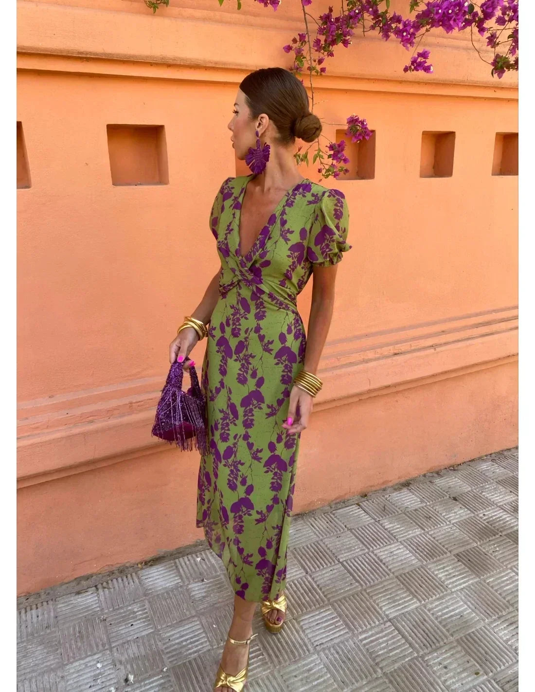 Antonia – Rochie Boho de Damă cu Mâneci Bufante și Croi Ajustat