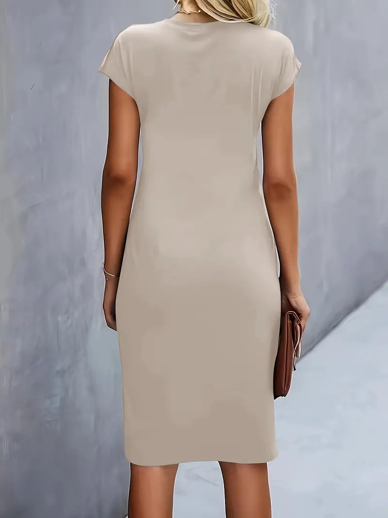 Adelina – Rochie de Damă Elegantă Midi cu Guler Rotund