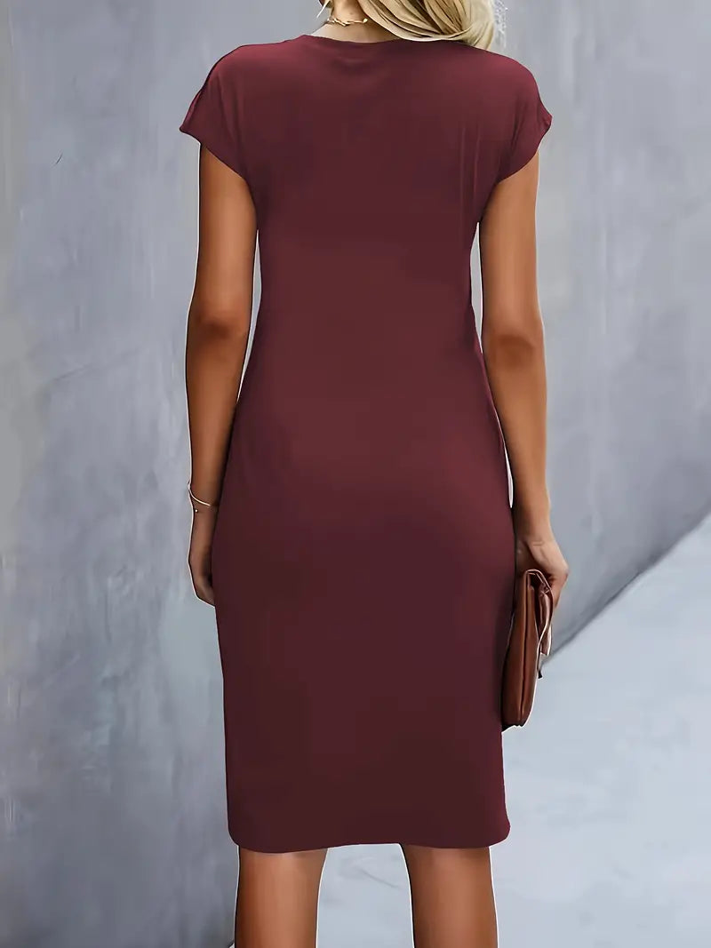 Adelina – Rochie de Damă Elegantă Midi cu Guler Rotund