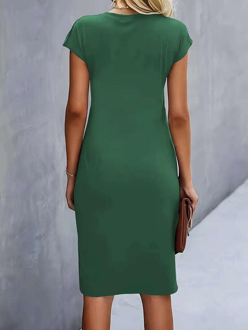 Adelina – Rochie de Damă Elegantă Midi cu Guler Rotund