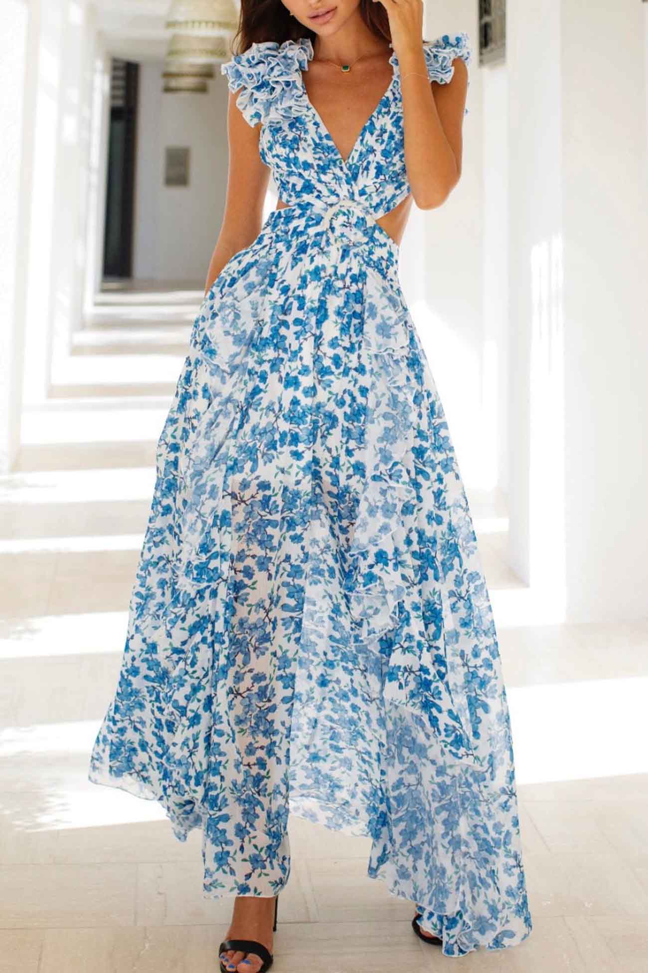 Iwona | Rochie maxi cu decupaj