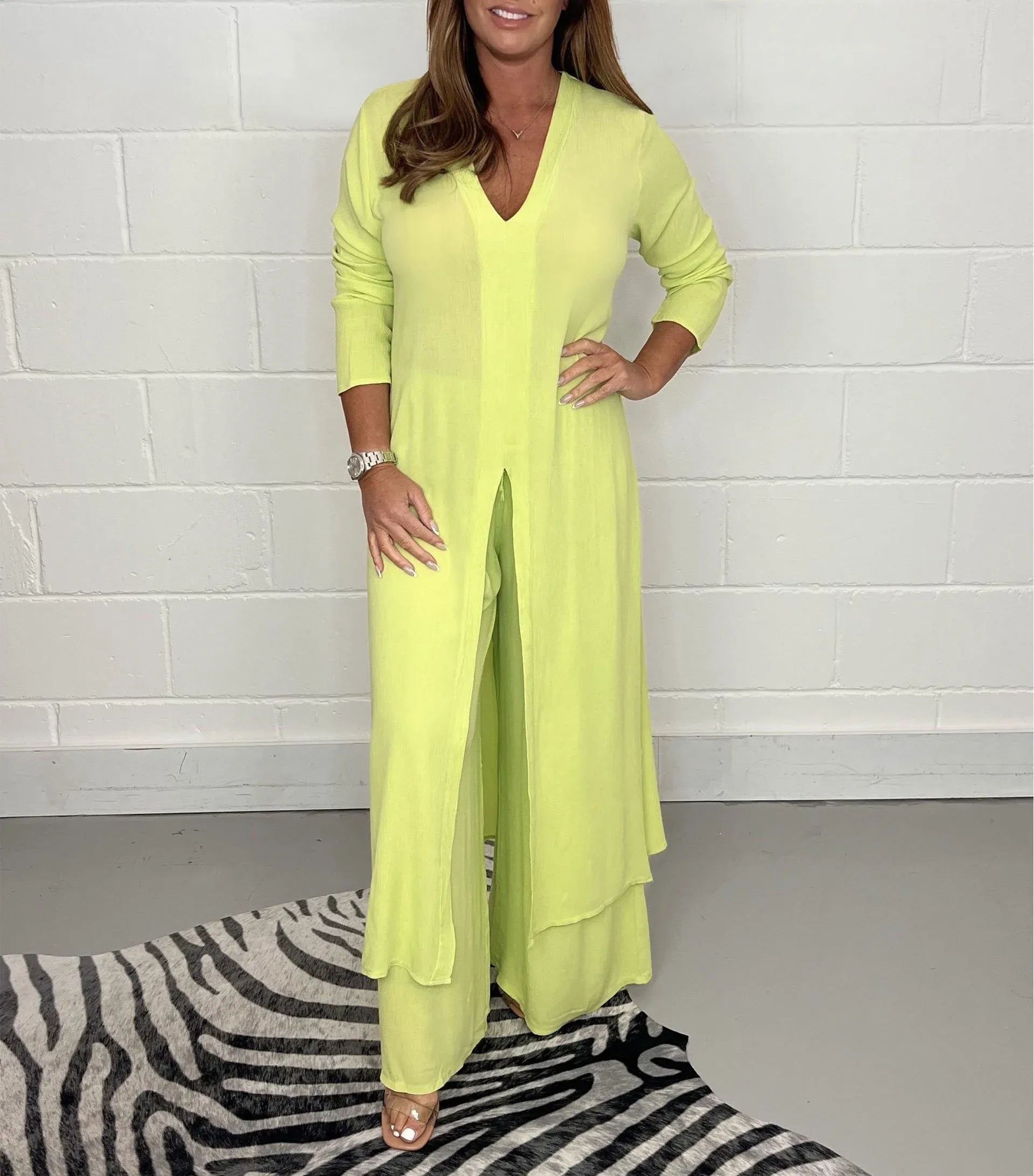 Johanna – Set Damă Elegant Fluid în Două Piese cu Top și Pantaloni Largi