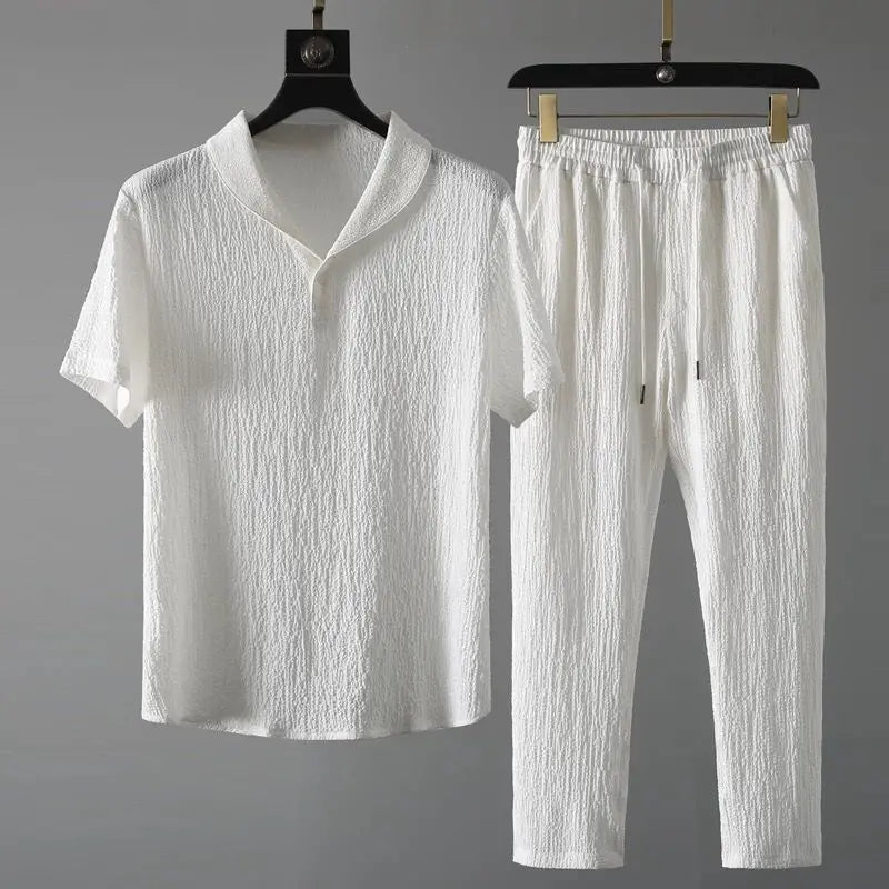 Set de Cămașă Clasică și Pantaloni pentru Bărbați - Modă Business Casual pentru Vara 2025